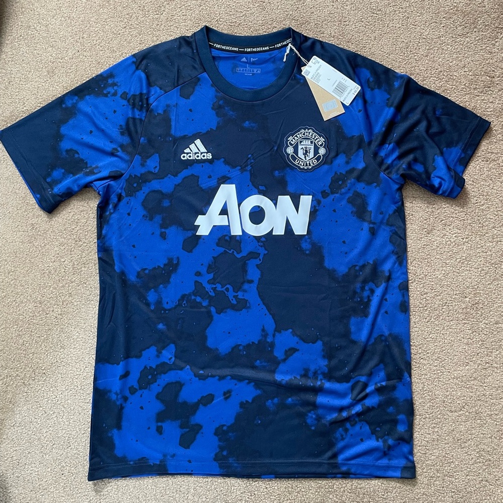 Adidas Parley Manchester United “Mystery Ink” PreMatch Jersey (DX9089) *Men Sz L
